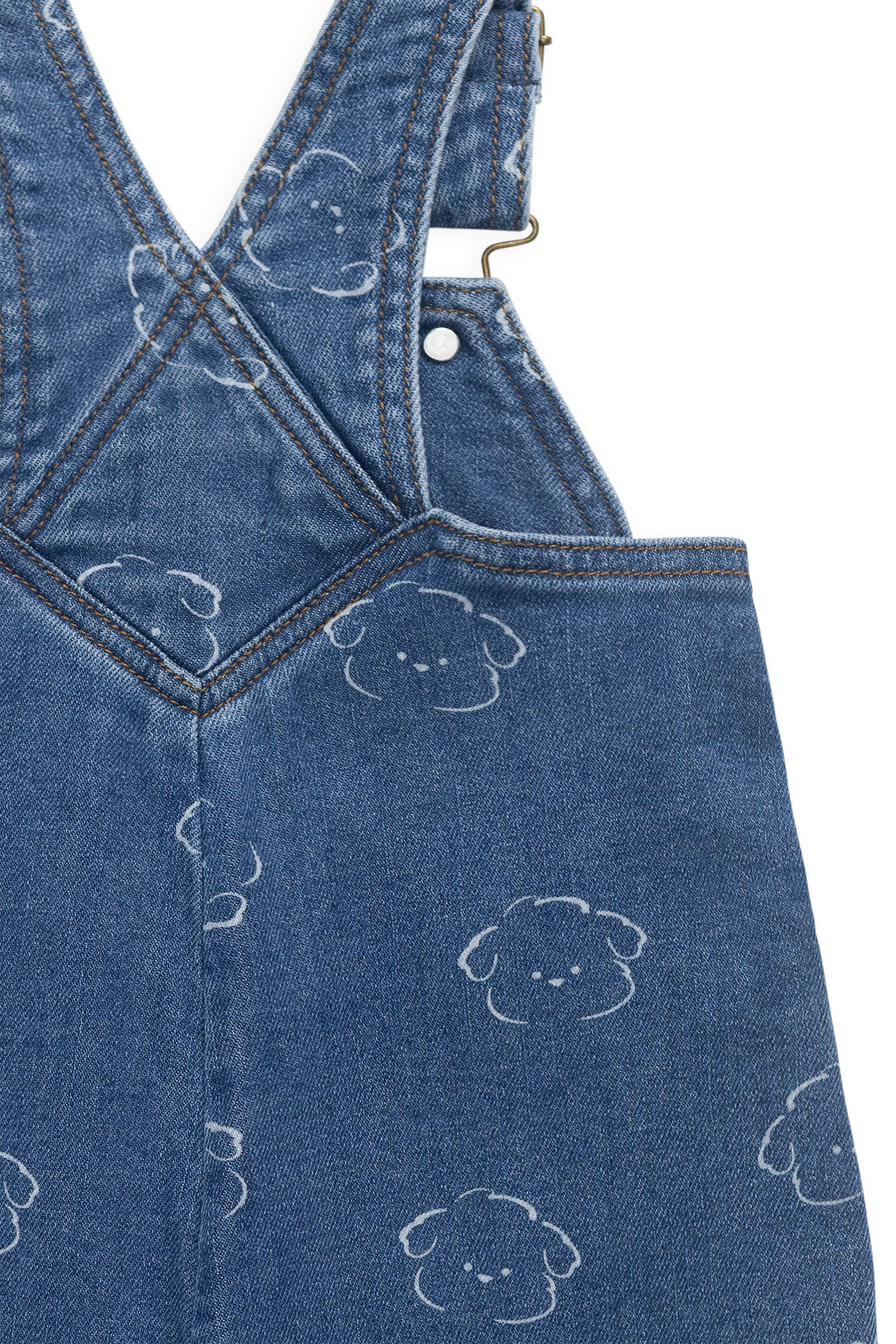 Salopette décontractée en jean brodé coton-élasthanne avec bretelles réglables et détails sans nickel pour bébé usage quotidien (6M–6Y)
