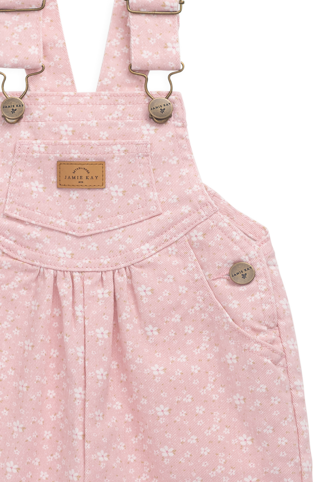 Salopette en coton-élasthanne à imprimé floral rose pour bébé et enfant, avec bretelles réglables et entrejambe à boutons-pression, pour port quotidien (6 mois-8 ans)